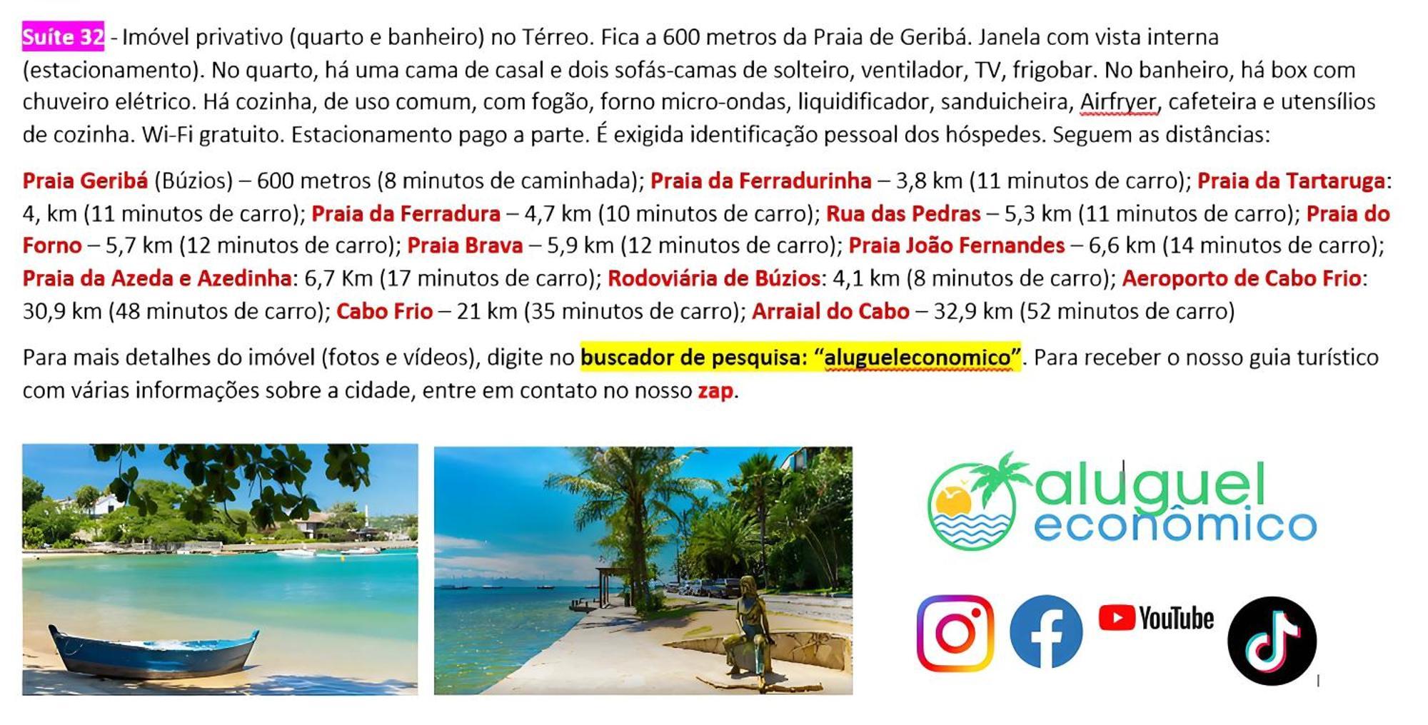 Buzios - Geriba - Suites - Aluguel Economico Exterior foto